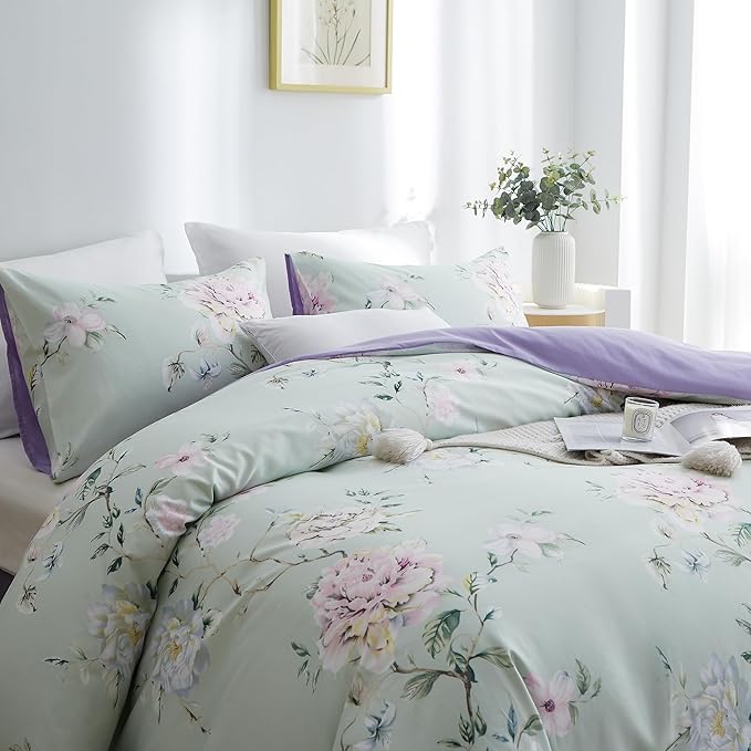 BOLINLIVING Floral Duvet Cover Full Size 3 Pieces, Flower Duvet Cover - Image 5