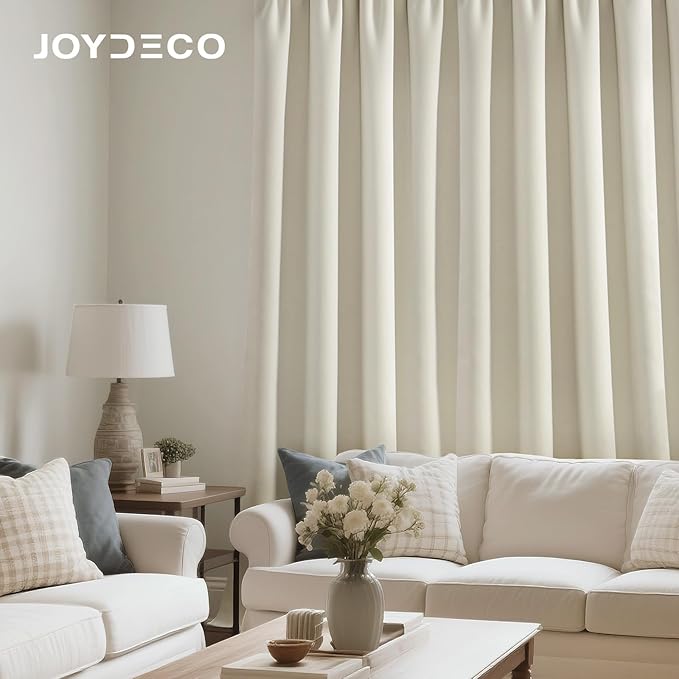 Joydeco White Velvet Curtains 90 Inches 2 Panels, Luxury Thermal Insulated Soft - Image 4