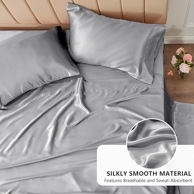 CozyLux Satin Sheets King Size Sheet Set - Image 3