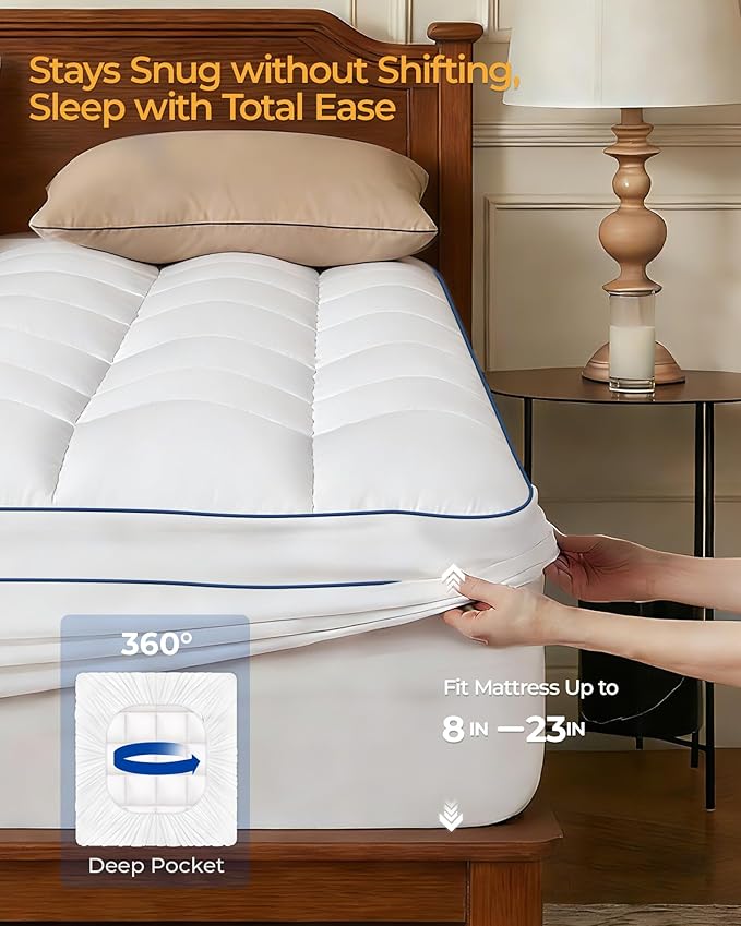 KAYFIA Cal King Mattress Topper, Extra Thick Mattress Pad Cover - Image 8