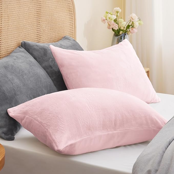 BEDELITE Flannel King Size Pillow Cases Set of 2, Super Soft Fleece Pillowcases - Image 2