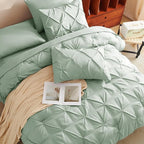 CozyLux Twin XL Comforter Set Sage Green, 5 Pieces Twin Extra Long Pintuck Bed - Image 4