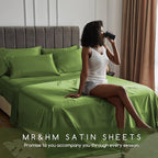 MR&HM Satin Bed Sheets, Twin XL Size Sheets Set - Image 6