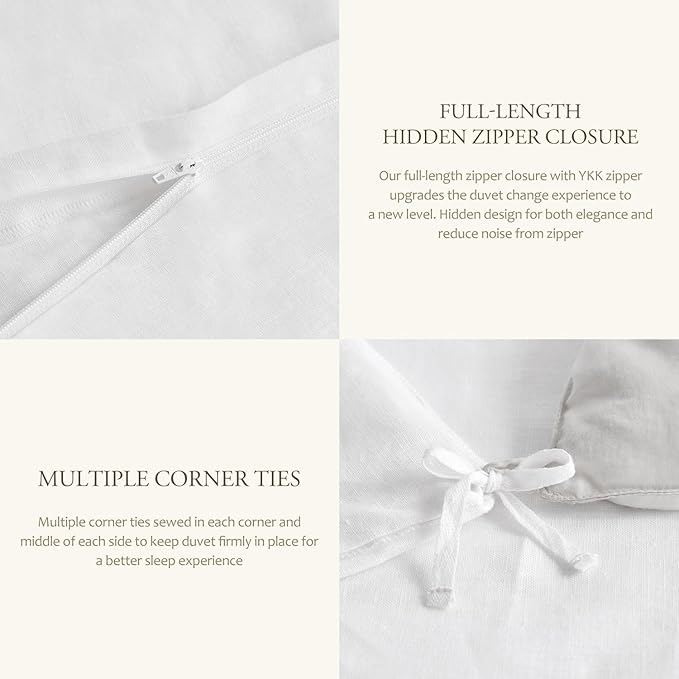 DAPU 100% Linen Duvet Cover Twin 2PCs, Pure Natural French Flax Linen Duvet - Image 6