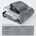DJY Gray Quilt Set Queen Size Boho Striped Patchwork Bedspread Coverlet - Image 8