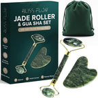 Jade Roller & Gua Sha Set – Natural Jade Face Roller by BlissFlow