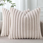 Pallene Faux Fur Plush Throw Pillow Covers 18x18 Set of 2, Luxury Soft Fluffy by PALLENE