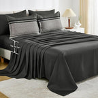 WONGS BEDDING 7 Pieces Comforter Set King Size, Dark Grey Black Striped Bed in - Image 6
