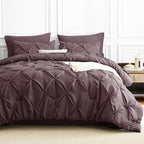CozyLux Full Size Comforter Sets Cocoa Powder, 7 Pieces Pintuck Bed in A Bag - Image 9