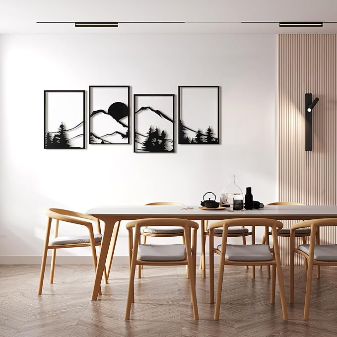 Art3d Black Metal Wall art, 4 Pieces Wall Decor - Image 3