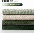 MIULEE Pack of 4 Couch Throw Pillow Covers 20x20 Inch Neutral Green Soft - Image 6