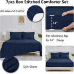 CozyLux Queen Comforter Set Navy Blue - Image 4