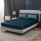 Homiest Deep Sea Blue Satin Fitted Sheet Twin Size, Deep Pocket, Luxury & Ultra by Homiest