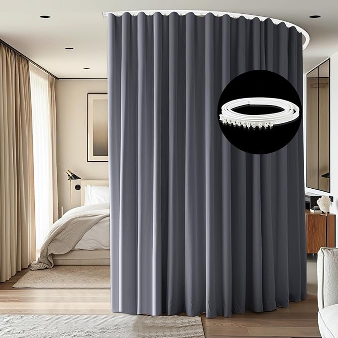 Room Divider Ceiling Mounted Curtains Track Sets Extra Wide Blackout Curtain by CBSROROHome
