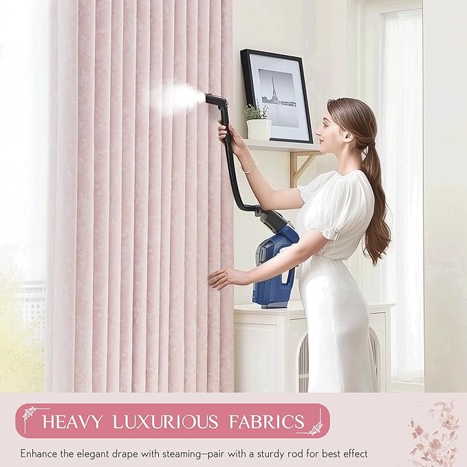 Beauoop Pink Floral Jacquard Blackout Curtains 96 Inches Long 2 Panels - Image 7