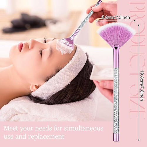 9 Pieces Facial Fan Mask Brushes, Soft Facial Applicator Brushes Tools - Image 2
