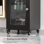 Salon Cart with Wheels & Adjustable Shelf, Esthetician, Storage Cabinet w/Glass - Image 7