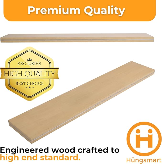HÜNGSMART 60 Inch Wooden Floating Shelf – Supports 300lbs - Image 4