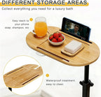 3-Tier Freestanding Bathtub Tray Table, Adjustable Bamboo Bath Caddy - Image 3
