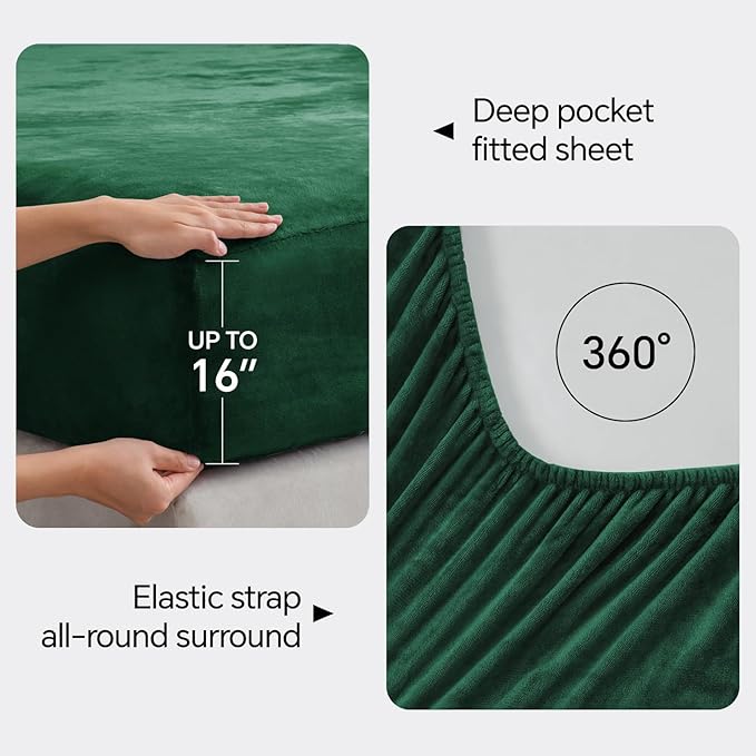BEDELITE Flannel Sheets King Size Dark Green - Image 4
