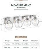 Bathroom Light Fixtures, 4 Light Brushed Nickel Vanity Light, 26 Inch Modern - Image 3