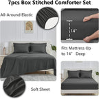 CozyLux Oversized King Comforter Sets Dark Grey, 7 Pieces Bed in a Bag - Image 4