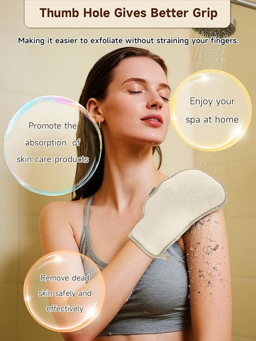 2 Packs Exfoliating Glove Machine Washable Korean Body Scrubber 100% Vegan - Image 2