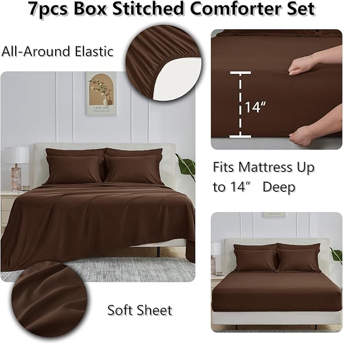 CozyLux Full Size Comforter Sets Brown - Image 4