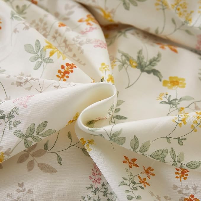 mixinni 100% Cotton Duvet Cover Set Twin XL, Reversible Spring Floral Ruffle - Image 8