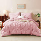 CozyLux Full Size Comforter Sets Pink, 7 Pieces Pintuck Bed in A Bag Pink - Image 9