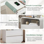 White Nightstand Set of 2 with Charging Station, 23.2" Wide Wood Bedside Table - Image 7