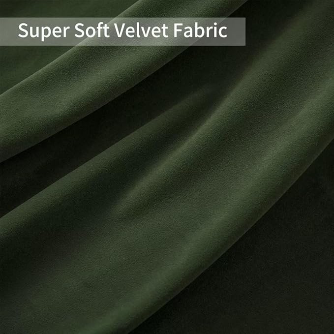 Joydeco Dark Olive Velvet Curtains 120 inch Length 2 Panels, Luxury Blackout - Image 7