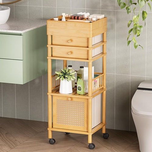 Amazer Bamboo Makeup Organizer Cart by Amazer