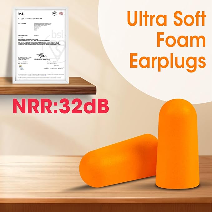 AZEN 200 Pairs Ear Plugs, NRR 32dB Soft Foam Ear Plugs - Image 2
