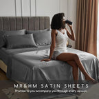 MR&HM Satin Bed Sheets, King Size Sheets Set - Image 6
