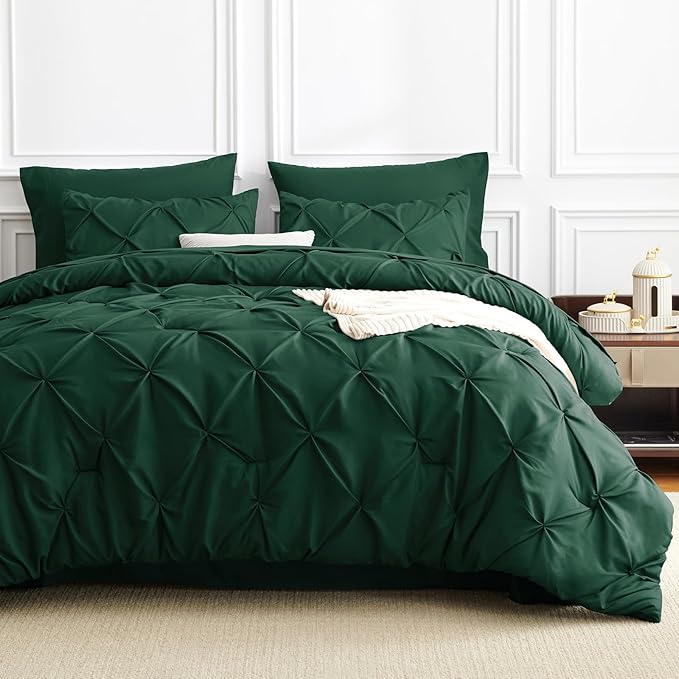 CozyLux Full Size Comforter Sets Emerald Green, 7 Pieces Bed in A Bag Green - Image 8