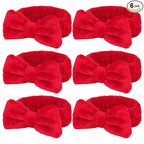 Casoty 6 Pcs Red Spa Headbands, Skin Care Headband, Soft Coral Fleece Makeup by Casoty