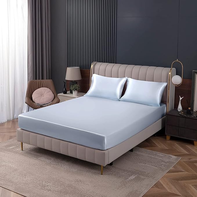 Homiest Baby Blue Satin Fitted Sheet - Image 9