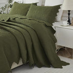 Brandream Queen Size Quilt Set Cotton Green Quilts Luxury Farmhouse Bedding Set - Image 4
