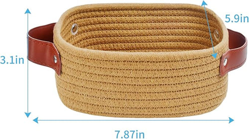 ABenkle Small Storage Basket, Mini Rope Woven Baskets, Cute Shelf Closet - Image 2