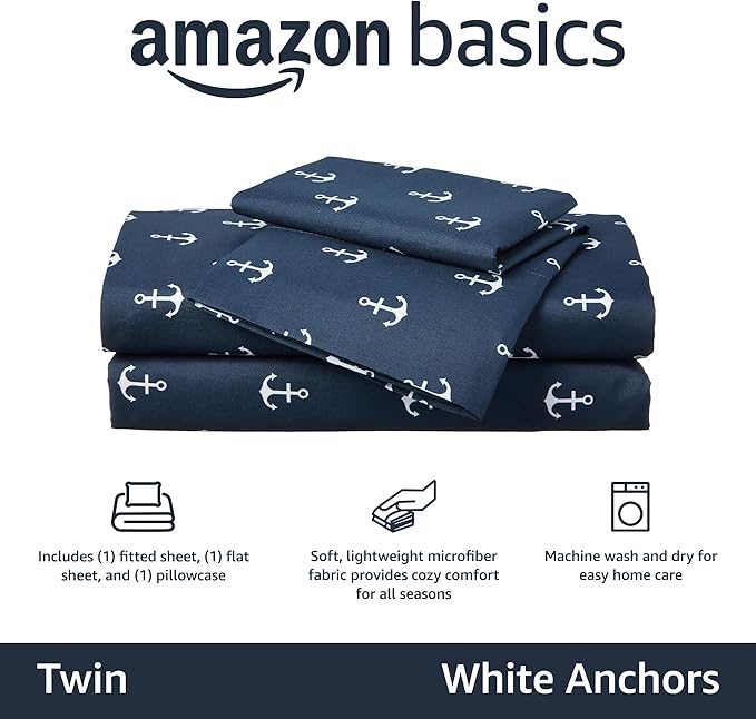 Amazon Basics Kid's Breathable Soft Microfiber 3-Piece Sheet Set, Machine - Image 2