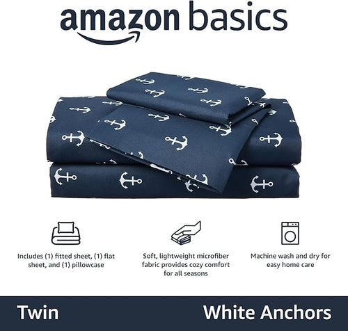 Amazon Basics Kid's Breathable Soft Microfiber 3-Piece Sheet Set, Machine - Image 2