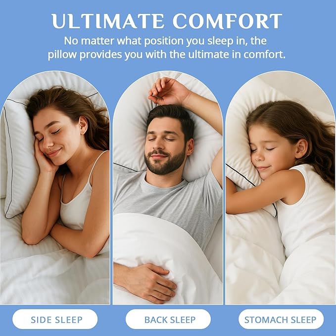 JOLLYVOGUE Pillows Standard/Full Size Set of 2, Hotel Collection Bed Pillows - Image 7