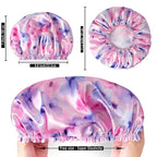 4 PCS Shower Caps for Women, Printing Bath Caps, Double Layers Shower Cap - Image 4