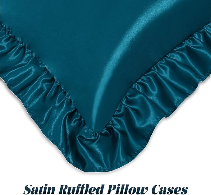 Homiest Ruffle Satin Body Pillow Cover, Silky Satin Body Pillowcase - Image 4