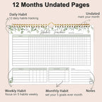 Habit Tracker Calendar-12 Months Undated Daily Weekly Goal and Habit Tracker - Image 2