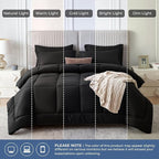 Sasttie King Size Comforter Set Black, 7 Pieces Bed in a Bag King, Complete - Image 8