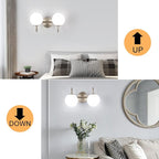 Modern Bathroom Vanity Light Fixtures Brushed Nickel 2 Lights Milk White Globe - Image 5