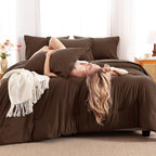 CozyLux Oversized King Comforter Set Brown, 7 Pieces Bed in a Bag Comforter Set - Image 4