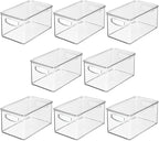 mDesign Deep Plastic Bathroom Storage Bin Box, Lid/Built-in Handles, - Image 9